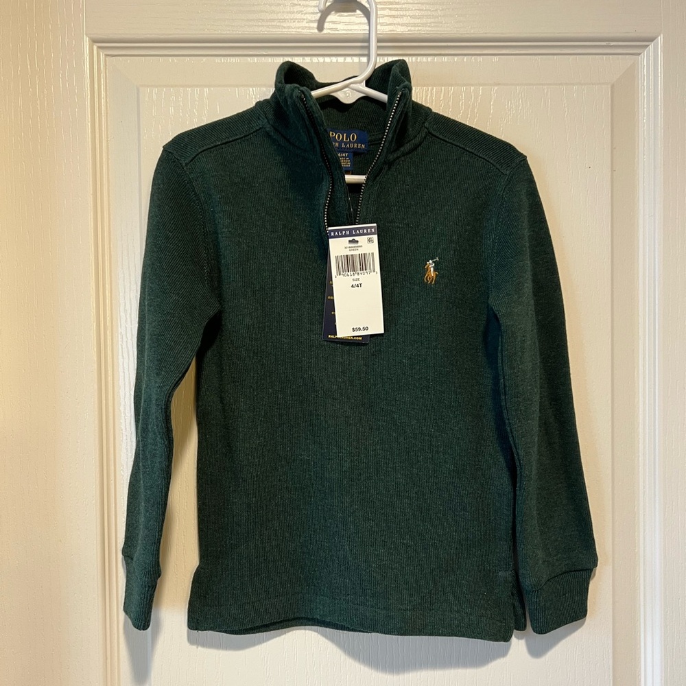 NWT Polo Ralph Lauren Green 1/4 Zip Sweater